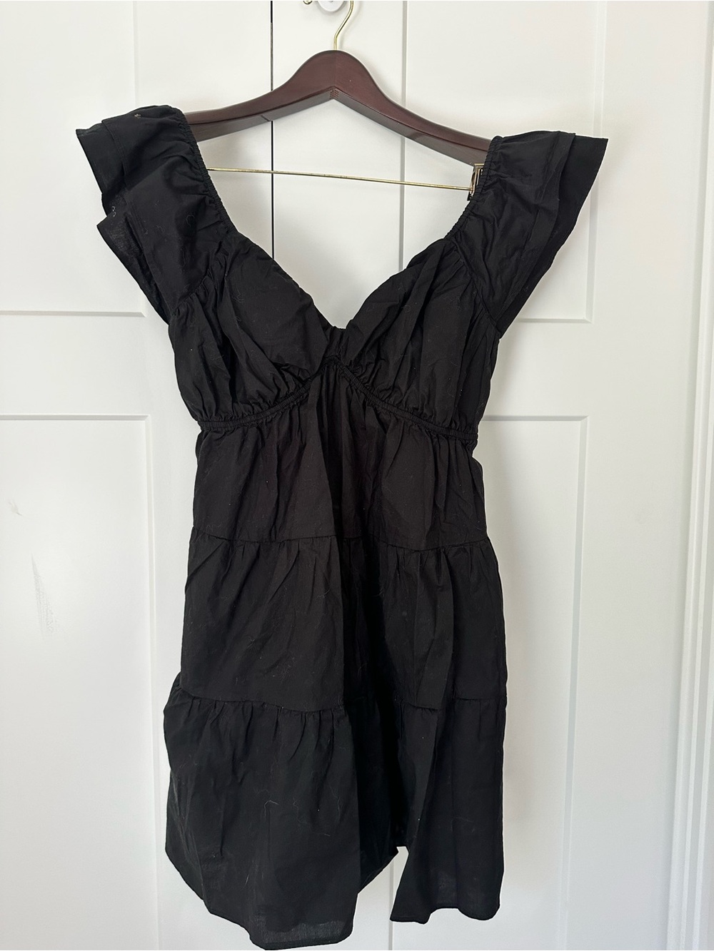 Motherhood Black Tiered Maternity V-Neck Mini Dress‎